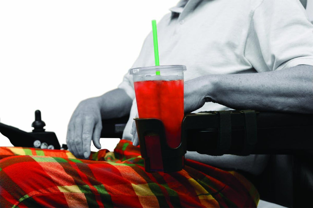 Nearly Universal OH - Wheelchair Cup Holder, Cup Holder for Electric Wheelchair and Mobility Scooter, Black