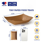 JOLLY CHEF 250 Pack 1/4 Lb Paper Food Trays, Mini Disposable Boat for Gameday, Paper Food Serving Tray for Snack Dessert Taco Nacho (Tiny)
