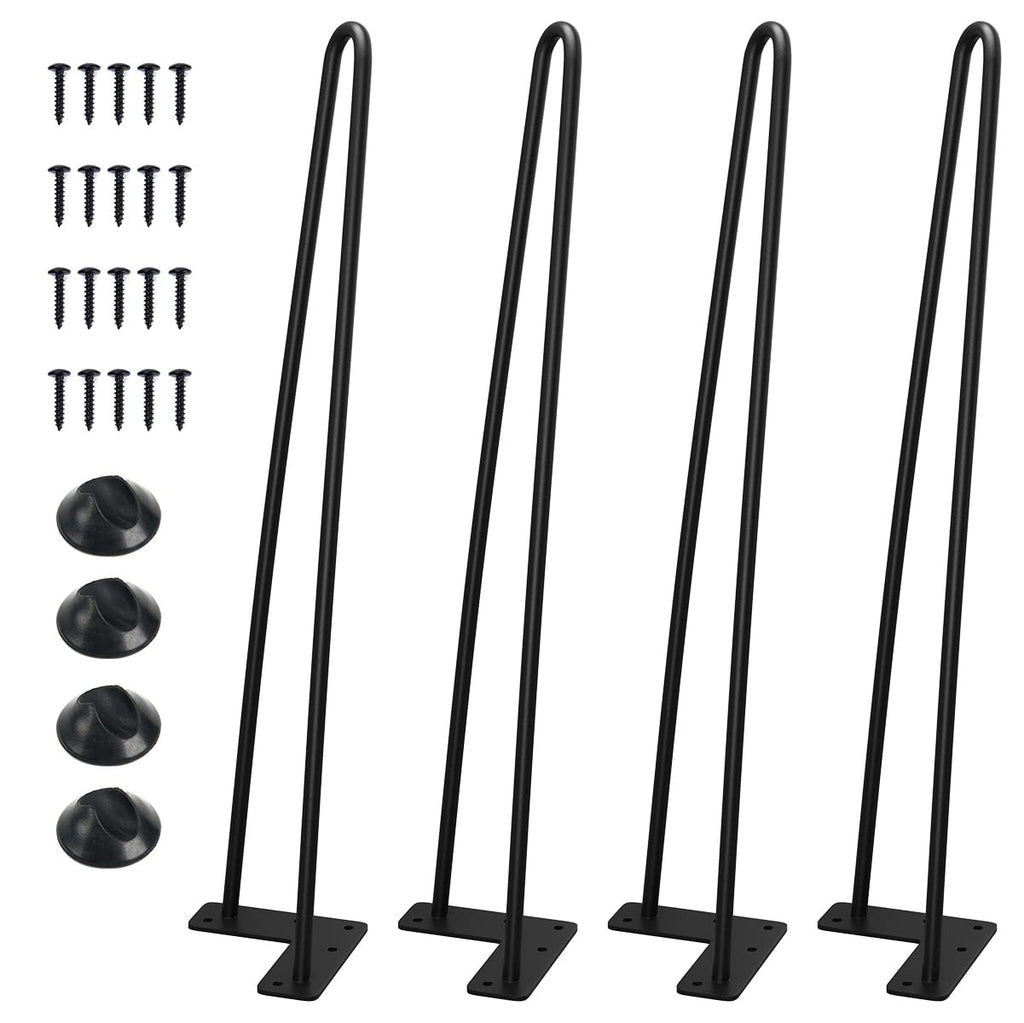 SMARTSTANDARD 20 Inch Heavy Duty Hairpin Furniture Legs, Metal Home DIY Projects for Nightstand, Coffee Table, Desk, etc with Rubber Floor Protectors Black 4PCS