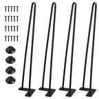 SMARTSTANDARD 20 Inch Heavy Duty Hairpin Furniture Legs, Metal Home DIY Projects for Nightstand, Coffee Table, Desk, etc with Rubber Floor Protectors Black 4PCS