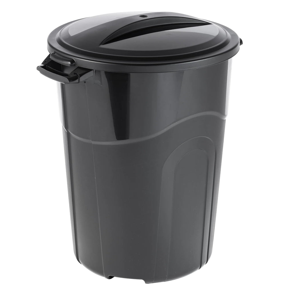 32 Gallon Heavy Duty Plastic Garbage Can, Included Click Lock Lid, Large Trash Can Sturdy Handles, Garage Trash Can, Indoor and Outdoor, Black