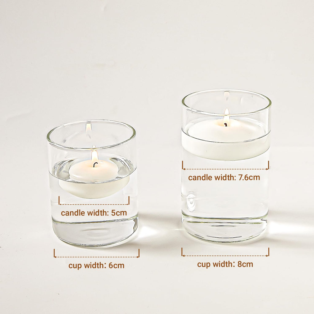 Ashlux 2 inch White Floating Candles, 5-6 Hours Burns 24 Pack Candles Set