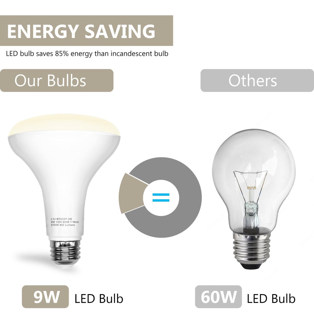 DAYBETTER BR30 LED Light Bulbs Indoor Flood Light 65W Equivalent, Neutral White 4000K, 12Pack Dimmable Recessed Bulb for Bedroom Kitchen Living Areas, E26 Standard Base, 800 Lumens