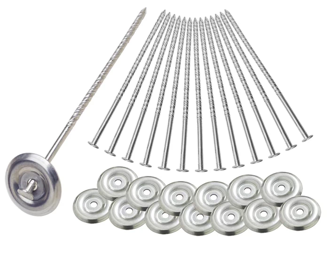 Uitose 14 Count Outdoor Rv Rug Stakes, Stainless Steel Spiral Patio Mats Stakes, Used for Fixing Rugs, Tents, Tarps, and RV Mats，Rv Camping Accessories for Outside,Camper Must Haves