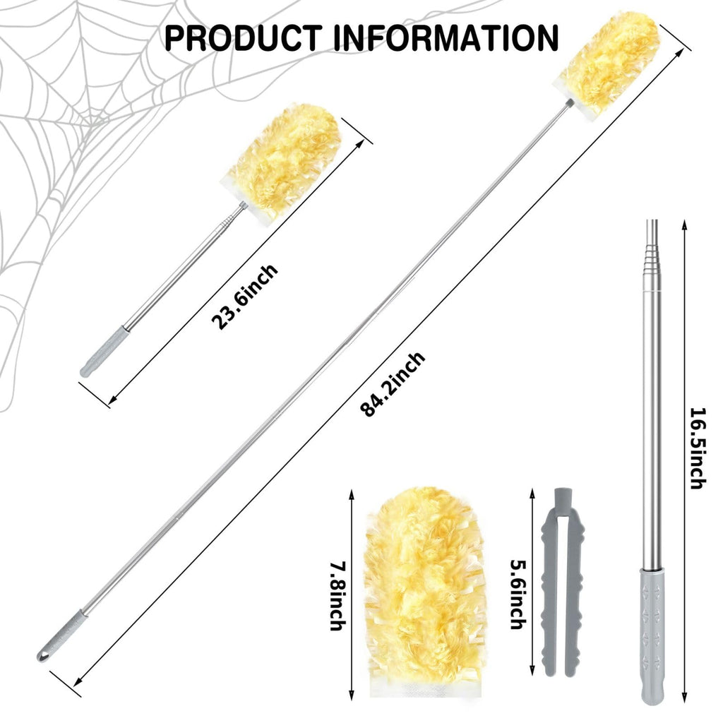 Duster Refills,Static Dust Removal Brush Disposable Replacement Head Compatible with Swiffer Duster Refills for Electronics, Furniture, Blinds, Ceiling Fans (Yellow, 30 Refills+1 Extension Pole)