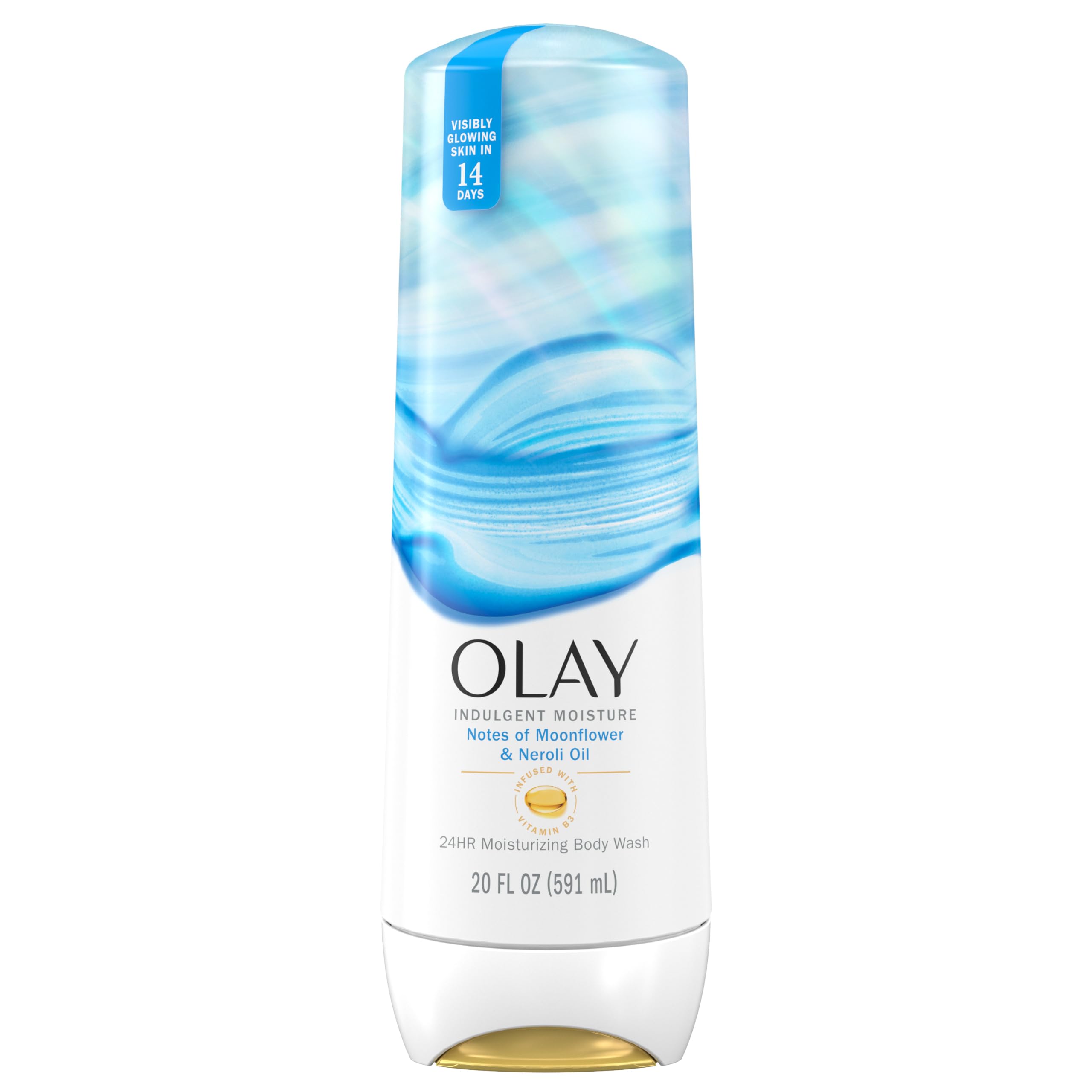 Olay Body Wash for Women, Indulgent Moisture, 24hr Moisturizing & Nourishing Formula, Infused with Vitamin B3 Complex, Luxurious Fragrances, Moonflower & Neroli Oil Scent, 20 fl oz