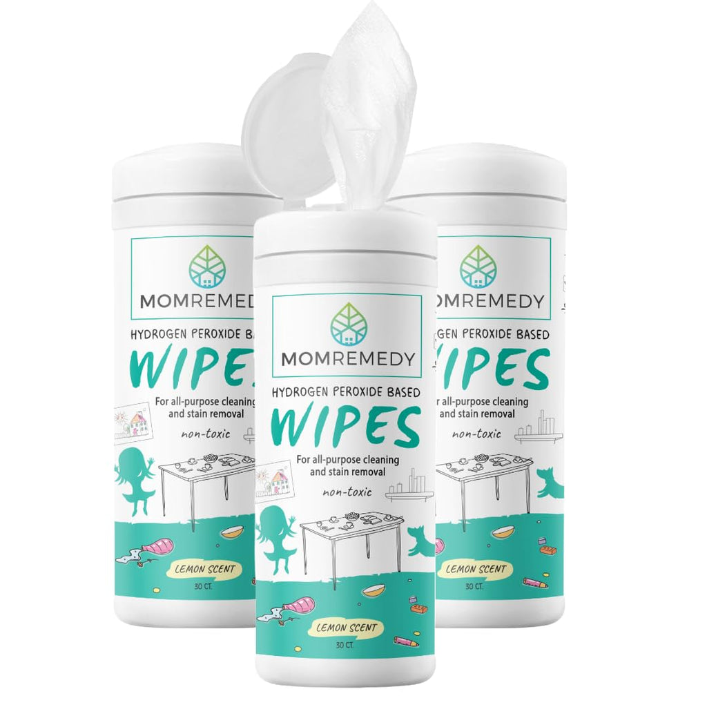 MOMREMEDY Hydrogen Peroxide Cleaning Wipes | All Purpose Cleaner and Stain Remover | Multipurpose for Kitchen, Bathroom, All Surfaces