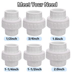 Carvedexquisitely 2" PVC Union Coupling Pipe Fitting (actual diameter 2.37") PVC Adapter Schedule 40(Socket x Socket), EPDM O-Ring, White 2 Pack