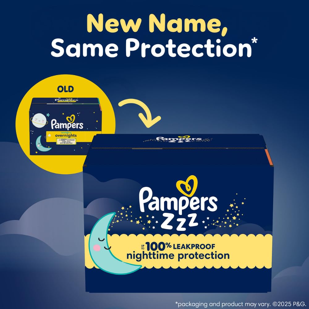 Pampers ZZZ Overnight Diapers, Size 5 (20-37 lbs), 88 Count, Nighttime Protection Disposable Baby Diaper