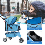 BestPet | 3-Wheel Pet Stroller | Dog and Cat Stroller | Breathable Mesh | Lightweight Travel Carrier | Waterproof & Foldable Design | Storage Basket | Black | for Daily Walks & Outdoor Use