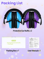 Dr.meter Noise Cancelling Headphones for Kids Adults 2 PACK, SNR27.4 Ear Protection Kids Ear Muffs, Adjustable Earmuffs for Monster Jams, Sensory Autism, Concerts, Fireworks