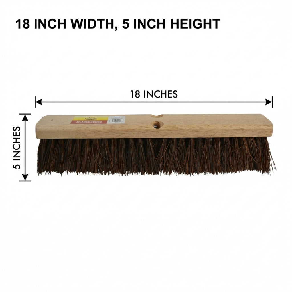 Janico Bristles Outdoor Surface Push Broom with Palmyra Bristles (18 Inch)