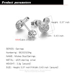 Fashion Women 925 Sterling Silver Stud Earrings Cute AAAA CZ Cubic Zirconia Little Bear Animals Stud Earrings Charming Female Fine Jewelry Gifts