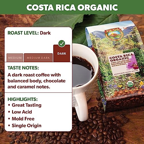 Java Planet Organic, Costa Rica Single Origin Dark Roast, Smooth Full Flavored Organic Coffee Beans, Low Acid, Whole Bean Coffee Two 1LB Bags