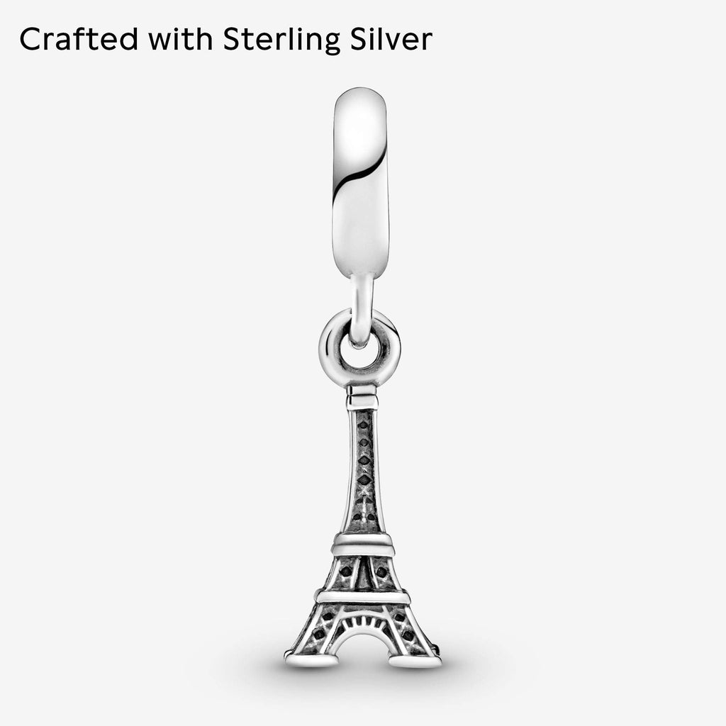 PANDORA Paris Eiffel Tower Dangle Charm - Compatible with PANDORA Moments - Sterling Silver - Gift for Her - Jewelry for Women with Gift Box
