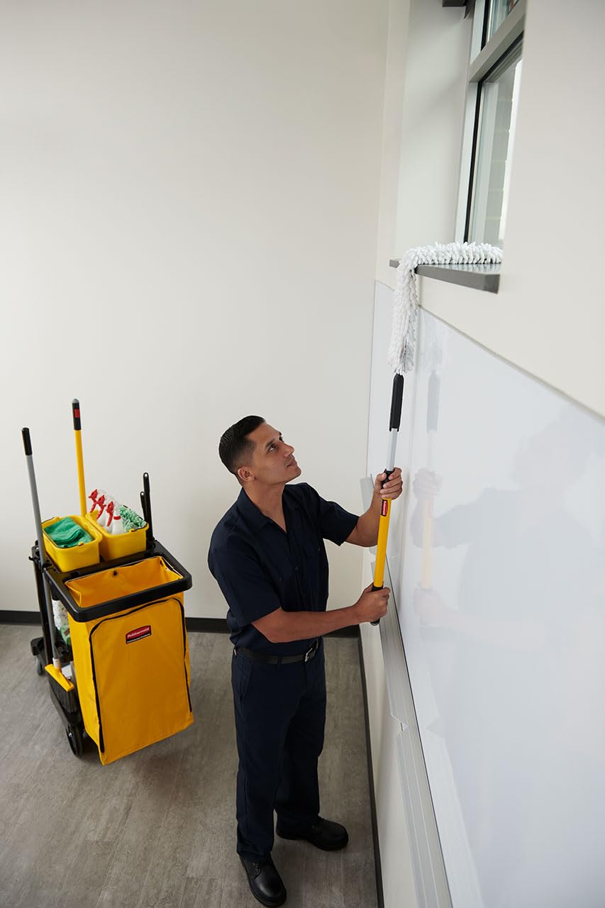 Rubbermaid Commercial Products HYGEN Quick-Connect Straight Extension/Extendable Handle/Stick, 20 - 40 inch, Yellow, Lightweight for Janitorial/Professional Microfiber Cleaning/Dusting