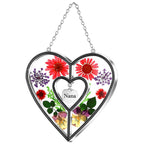 KY&BOSAM Nana Gifts Heart Suncatchers Pressed Flower Glass Window Hanging