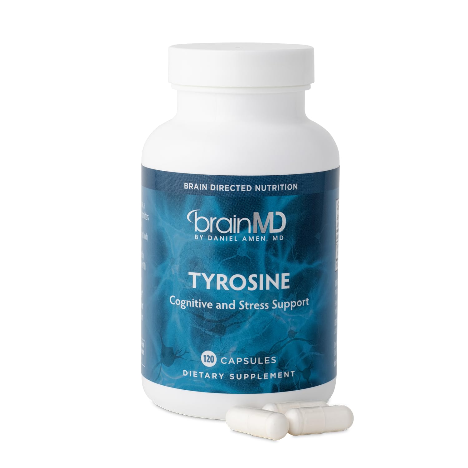 BRAINMD Dr Amen Tyrosine - 120 Capsules - Promotes Mental Focus, Clarity & Alertness - Gluten Free - 60 Servings