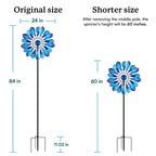 Cyan Oasis Wind Spinners Outdoor for Yard and Garden, Metal Large Wind Spinner with Stake, Windmill for Yard, Gift for Family Friends(84'' H x 24'' W)