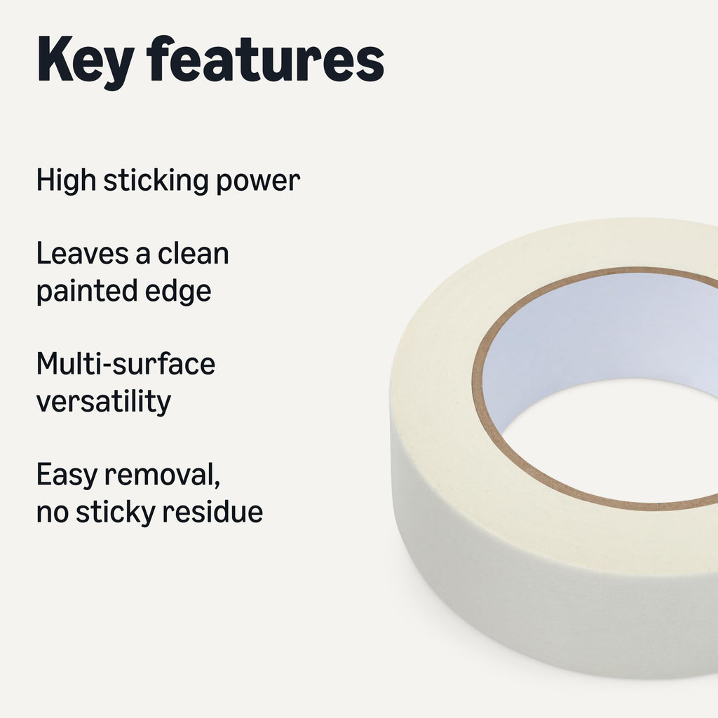 Amazon Basics Multi-Surface Masking Tape for Labeling, 1.41" x 60 Yards, Beige, 1 Roll
