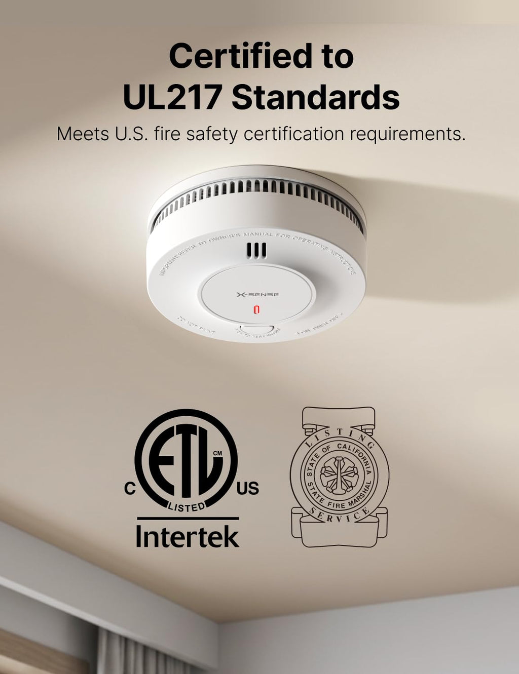 X-Sense Smoke Detector, 10-Year Battery, UL 217 Certified, SD2J0AX, 1-Pack