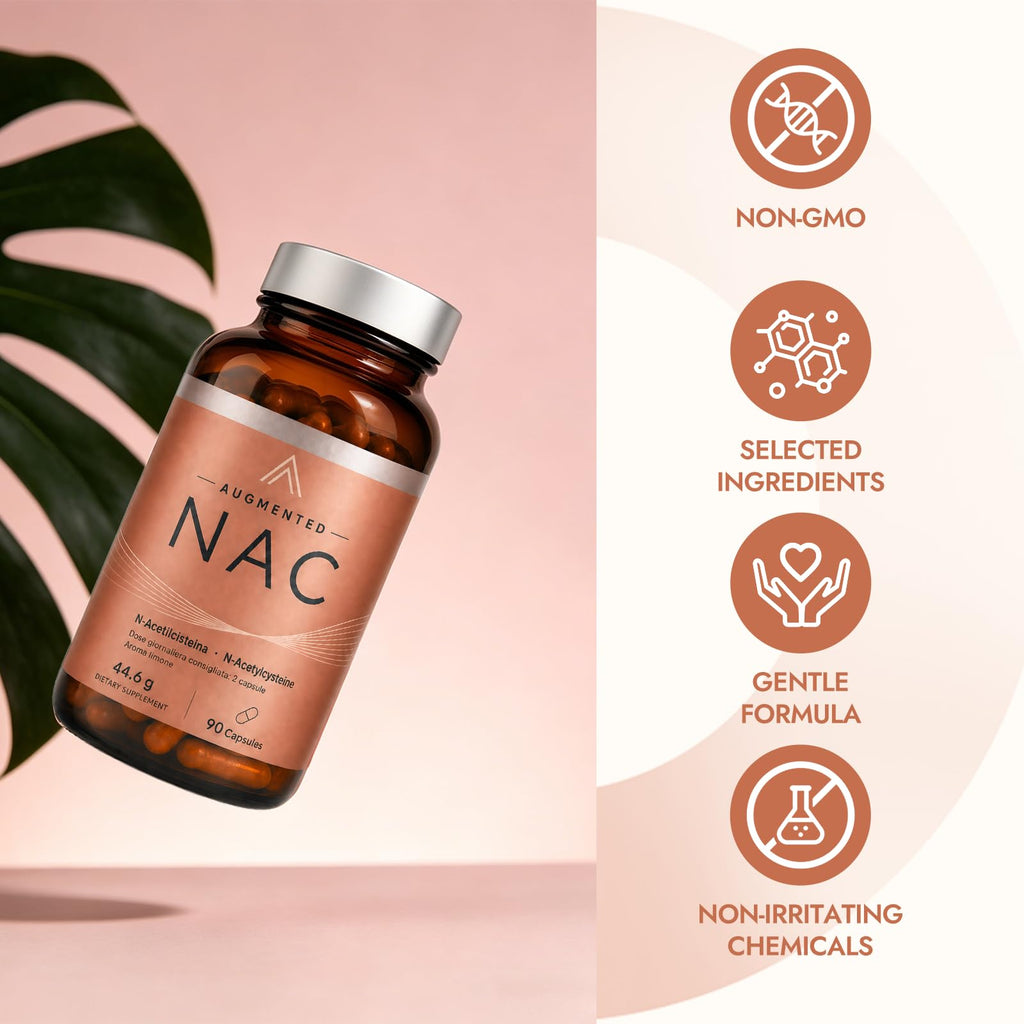 Augmented NAC Supplement, NAC Capsules for Daily Antioxidant Support, Glutathione Wellness, Cellular Health, Daily Wellness Formula for Adults, 90 Count