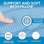 OMYSTYLE Full Body Bath Pillow, Bath Pillows for tub with Mesh Washing Bag & 21 Non-Slip Suction Cups, Spa Bathtub for Head Neck Shoulder and Back Support - 5D Air Mesh & Quick Drying | Blue