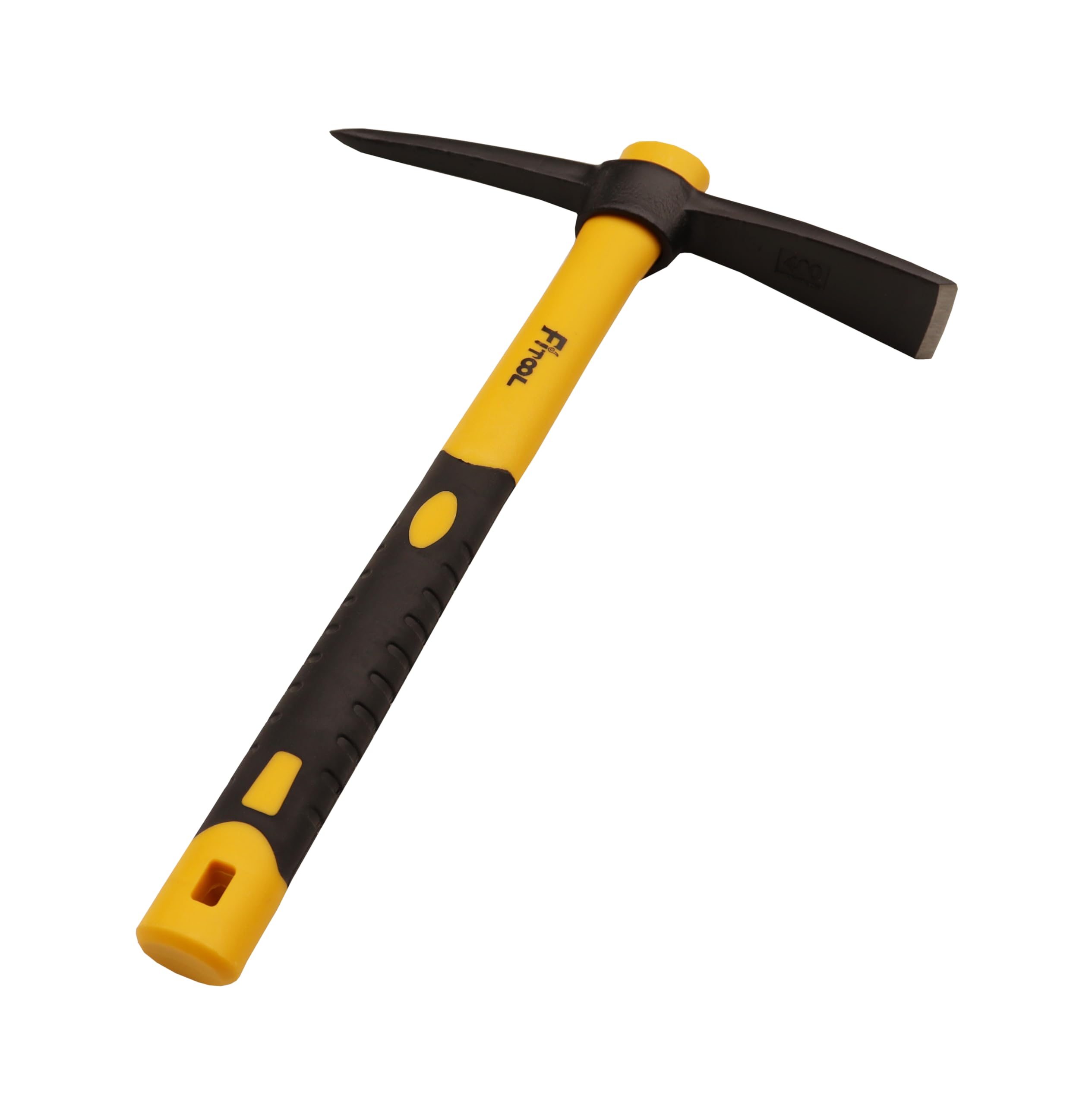 Forged Adze Pick, Weeding Mattock Hoe, Pick Axe 15-Inch, One Piece Intact Drop Forged, Plastic Coated Fiberglass Handle, 1.4LB