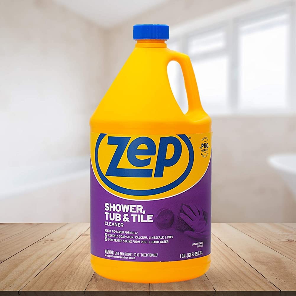 Zep Shower Tub and Tile Cleaner 1 Gallon ZUSTT128 (Case of 2) - No Scrub Pro Formula Breaks up Tough Buildup on Contact