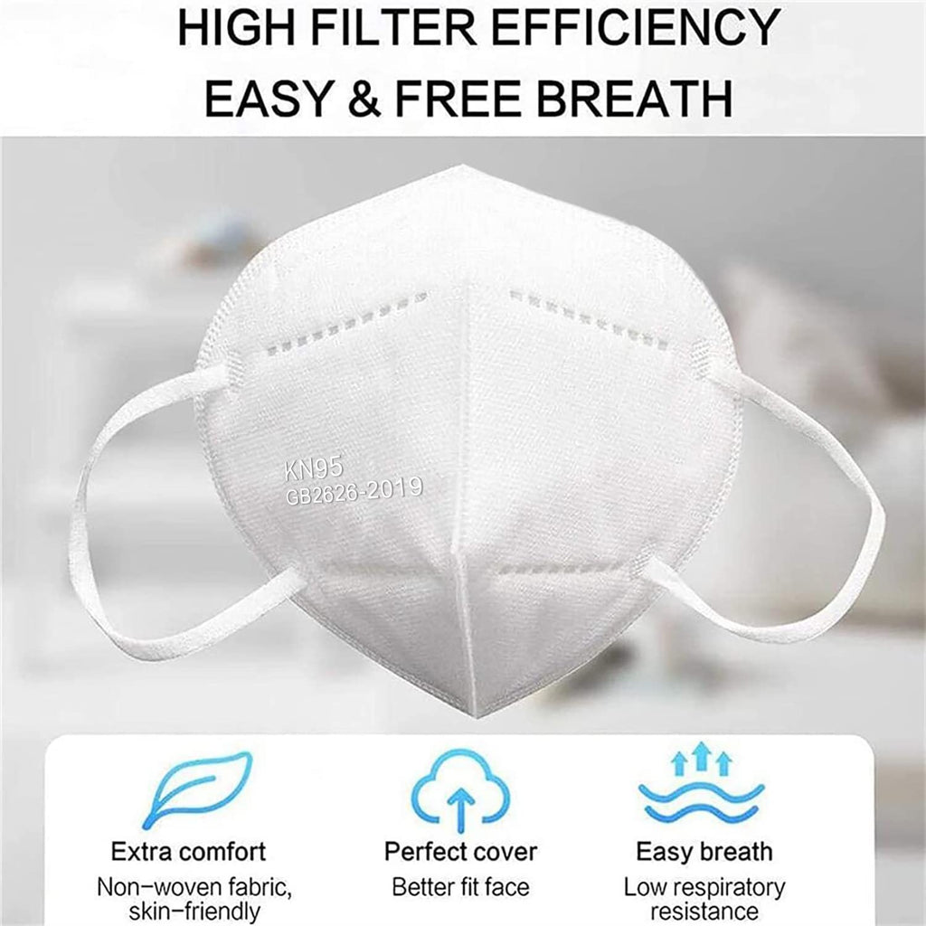 LEMENT 50PCS KN95 Face Mask 5 Layer Breathable with Elastic EarLoops Cup Dust Safety Masks(White,Black,Grey)