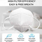 LEMENT 50PCS KN95 Face Mask 5 Layer Breathable with Elastic EarLoops Cup Dust Safety Masks(White,Black,Grey)