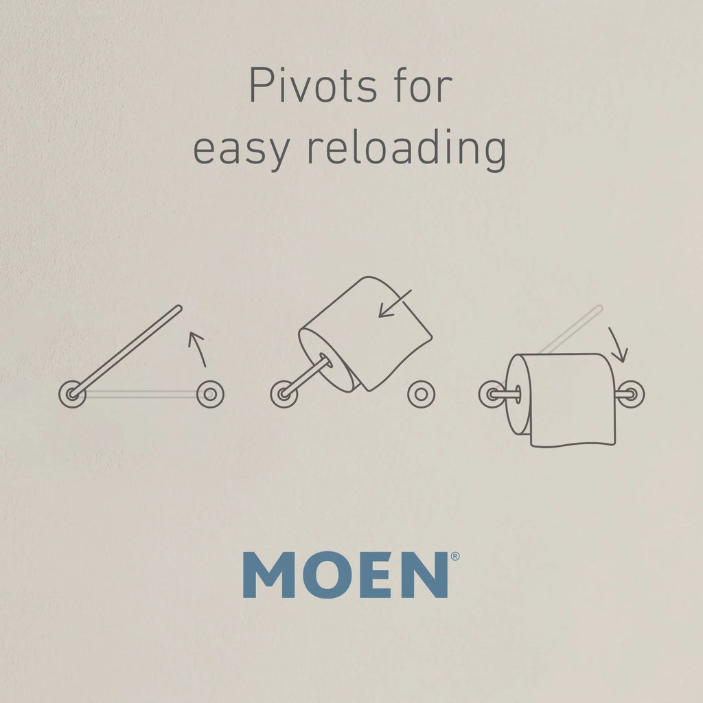 Moen Voss Collection Brushed Nickel Pivoting Toilet Paper Holder, Wall Mounted Double Post Toilet Tissue Holder, YB5108BN