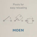 Moen Voss Collection Brushed Nickel Pivoting Toilet Paper Holder, Wall Mounted Double Post Toilet Tissue Holder, YB5108BN