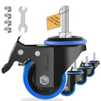 JULANG 2 inch Caster Wheels 5/16" Threaded Stem Casters Set of 4 Heavy Duty, Locking & Stem Mount (UNC 5/16" -18 x1 & Weight Capacity 580 lbs) Casters for Wire Shelving, Carts, Furniture.(Blue)