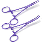 BBTO 2 Pcs Hemostat Forceps Curved Straight, Piercing Pliers,Lilac