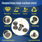 ArcNascency 130 Sets Gunmetal Black Chicago Screws Leather Rivets Kit, 7 Sizes (M5*4,5,6,8,10,12,15) & 3 Screw Lengths (M4*3,4,5) for Belts, Bookbinding, DIY Leather