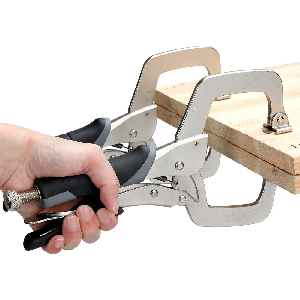 Amazon Basics Adjustable Metal Face Clamps for Woodworking, Welding, or Repairs, 3-inch Jaw Reach, 2-Pack, Black/Silver