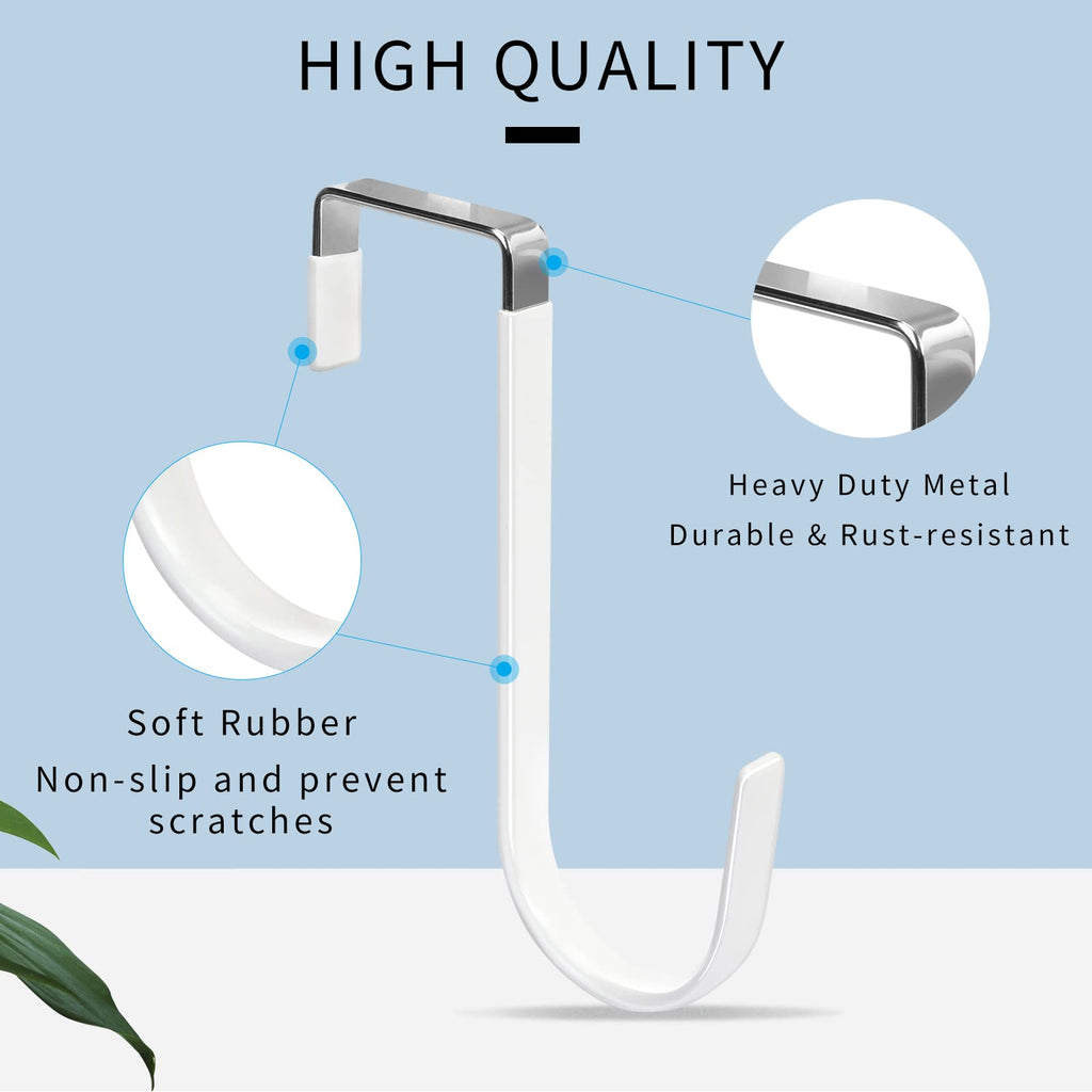 FYY Over the Door Hooks, Single-Hanger 4 Pack, Fits Doors 1 3/8" White
