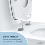 LUXE TS1008E Slow Close Elongated Comfort Fit Toilet Seat, White