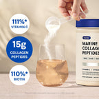 Cevitol Marine Collagen Peptides - Hydrolyzed Ultra-fine Collagen Powder for Women & Men, Hyaluronic Acid, Biotin, Vitamin C, for Skin, Hair, Nails, Joints, Non-GMO, Unflavored, Easily Dissolved, 16oz