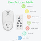 2 Pack Remote Control Outlet, TESSAN Wireless Electrical Plug Switch for Lights, Lamps, Fans, 100ft RF Range, 1200W (1 Remote + 2 Outlet)
