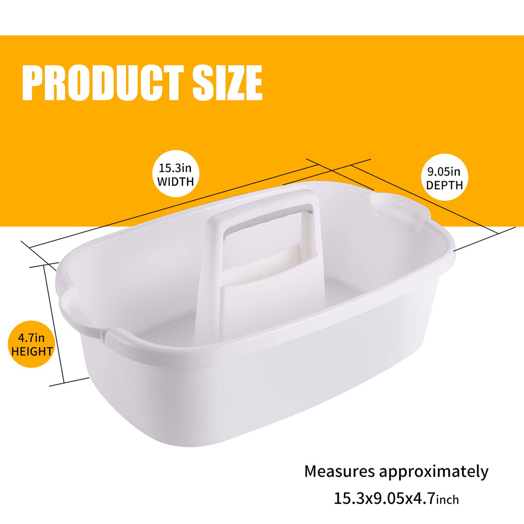 Omirome 2-Pack Large White Cleaning Caddy for Cleaning Supplies with Handle - Portable Plastic Tote Organizer for Shower, Bathroom, Kitchen, Under Sink Storage