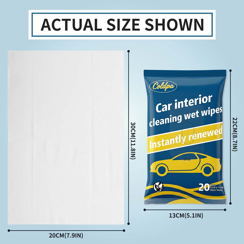 Car Cleaning Wipes, Multipurpose Vehicle Interior Surface Wipes, Soft Disposable Cleaning Cloth for Car Dashboard Seat Door Panel Glass Dust & Stain Removal