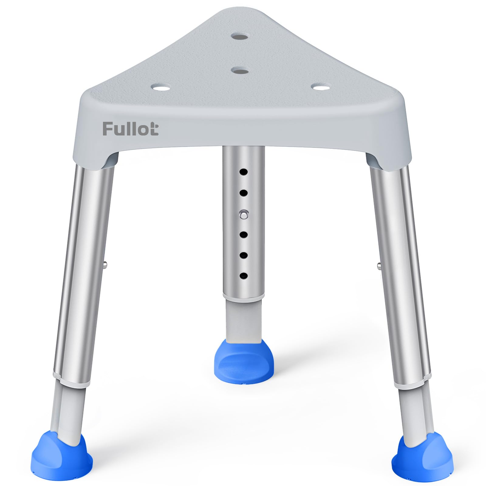 FULLOT Space-Saving Triangular Shower Chair for Elderly and Disabled, 400 lbs Adjustable Shower Stool Seat with Stable-Bracing, Non-Slip Bathtub Chair, Tool-Free Assembly