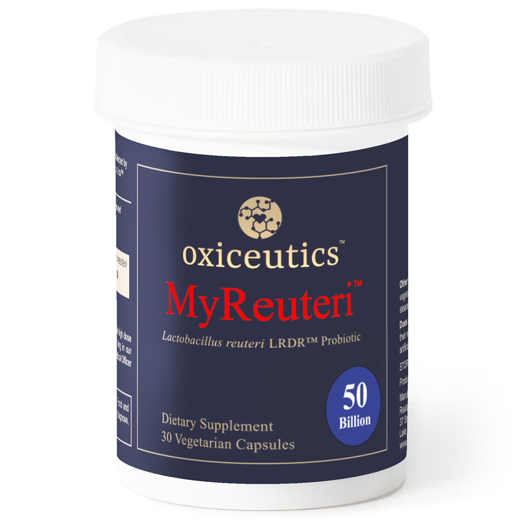 MyReuteri™ 50 Billion CFU Probiotic – Intensive-Strength L. reuteri LRDR™ + FOS Prebiotic – by Dr. William Davis – Makes Yogurt-Like Superfood – 30 Veg Capsules