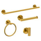 USHOWER Brushed Gold Bathroom Accessories Set, 24-Inch Towel Bar Set Wall Mounted, Durable SUS304 Stainless Steel Bathroom Hardware Set, 4-Piece