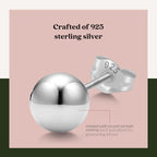KEZEF 925 Sterling Silver Ball Stud Earrings for Women, 8mm