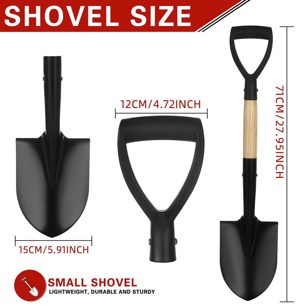 28-Inch Mini Garden Shovel with D-Grip Handle, Kids Small Shovel, Alloy Steel Head & Wooden Shaft for Car Emergency, Beach, Planting & Light Snow Duty