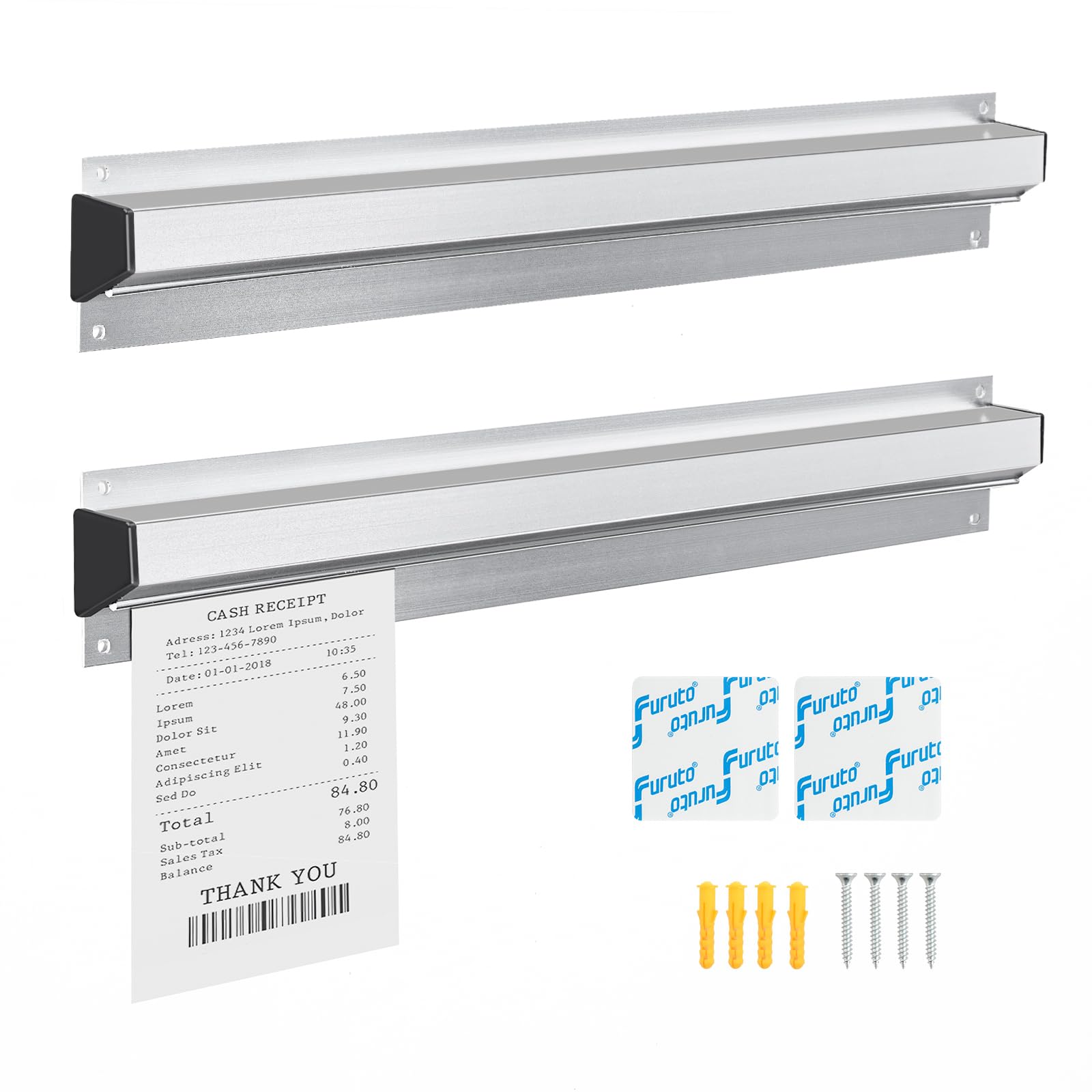 Ticket Holder for Restaurant, 16/18/24/28/30" Ticket Check Rack Restaurant Order Receipt Holder Ticket Rail Display Slide Ticket Rack for Commercial Kitchen Cafes Pubs Bars (18 Inch)