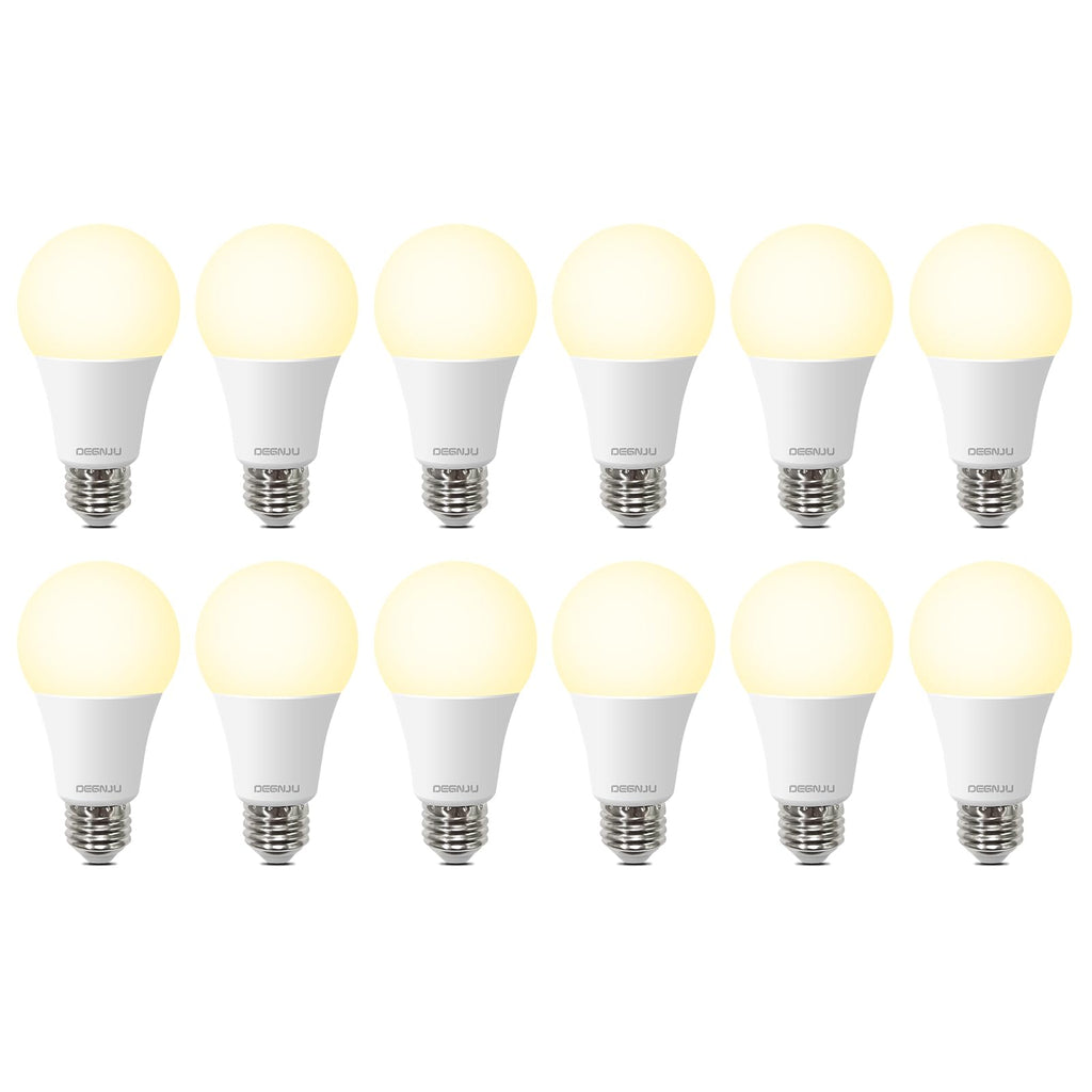 DEGNJU LED Light Bulbs Soft White 2700K, 100 Watt Equivalent LED Bulbs, A19 Standard Bulbs, 1500 LM, 15000 Hours, E26 Base, Non-Dimmable, 13W Warm White LED Bulbs for Bedroom Living Room, 12 Pack